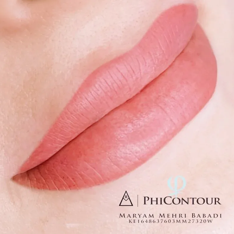 Lip blush contouring close-up